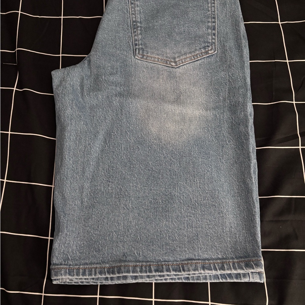 AFRM Light Blue Cropped Denim Shorts - Picture 2 of 3